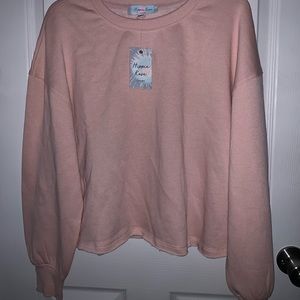 Light pink, long sleeve, cropped sweatshirt